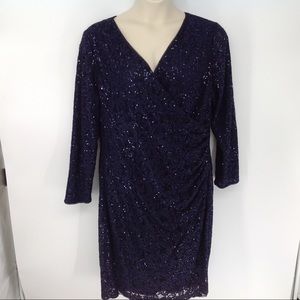 Lauren by Ralph Lauren navy lace and sequin dress
